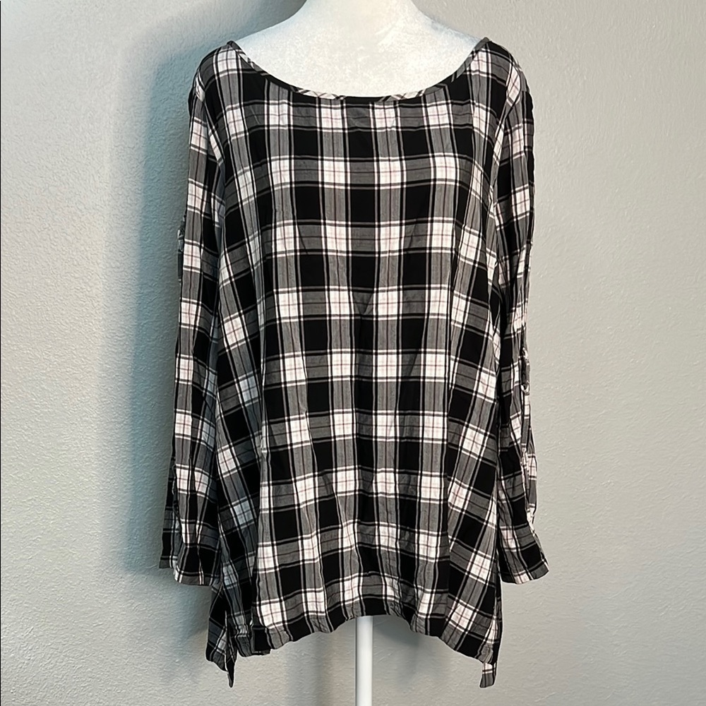 Loft Black Plaid Tunic Size XL